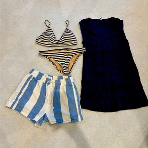 Blue and white nautical beach resort outfit set J.Crew size S
